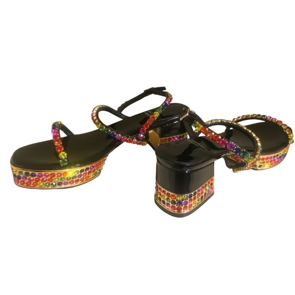 Jeffrey Campbell Shoes - Jeffrey Campbell Rhinestone Platform Sandal Rainbow Multi Color New 7.5 in box
